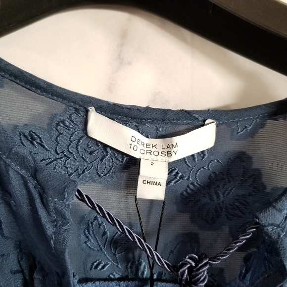 DEREK LAM 10 CROSBY 100% SILK Blue Short Dress - Picture 7 of 11